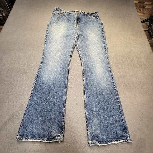 Old Navy Jeans Womens 12 Blue Boot Cut Distressed Denim Stretch - Picture 1 of 10